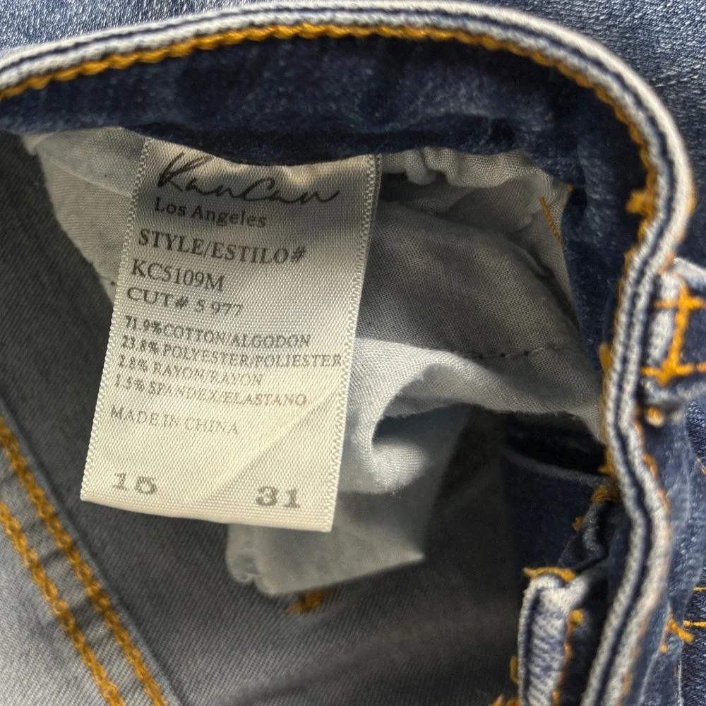 KanCan KC5109M High Rise Button Fly Floral Embroidered Distressed Jeans 31 Blue